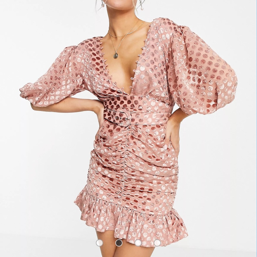 ASOS Pink Velvet Flocked Mini Dress